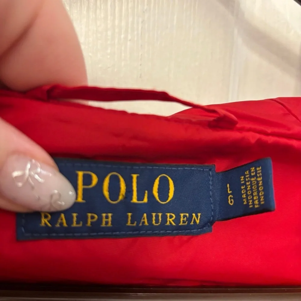 Polo Ralph Lauren Red Blue Hooded Full Zip Windbreaker Rain Winter Jacket Men L